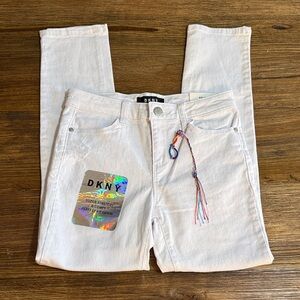 DKNY White Skinny Jeans, Full length, regular rise, stretch denim